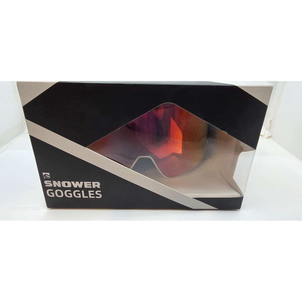 SNOWER Ski Goggles Shield Red Lens Black Frame Skiing Snowboarding Unisex New